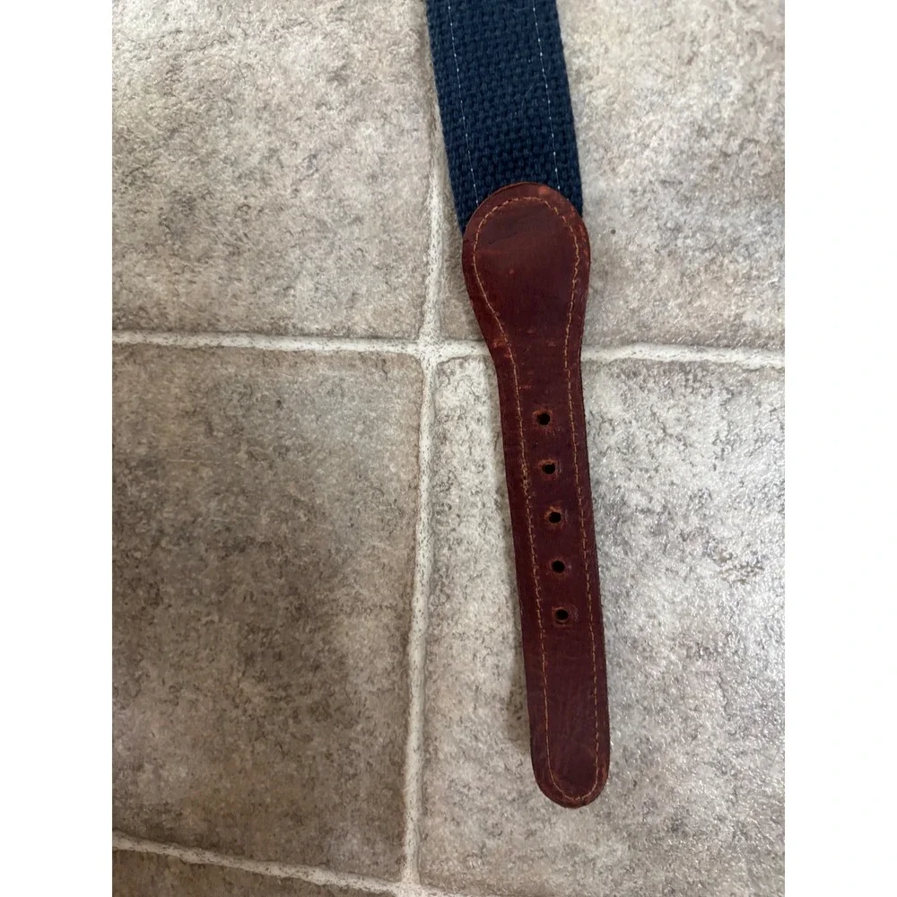 J. Bailey Boys Surcingle Belt‎ Teal Bow Tie Navy Canvas Leather Size 20 Preppy